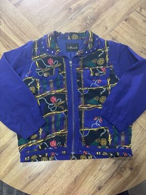 Murelle Royal Blue Printed Zip-Front Jacket